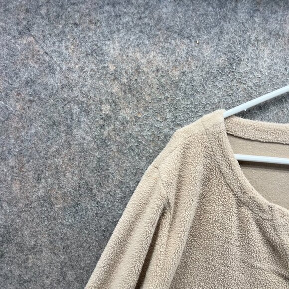 Soft Surroundings Sweater Women 1X Beige Sherpa Fleece Split Neck Pullover - Picture 9 of 10